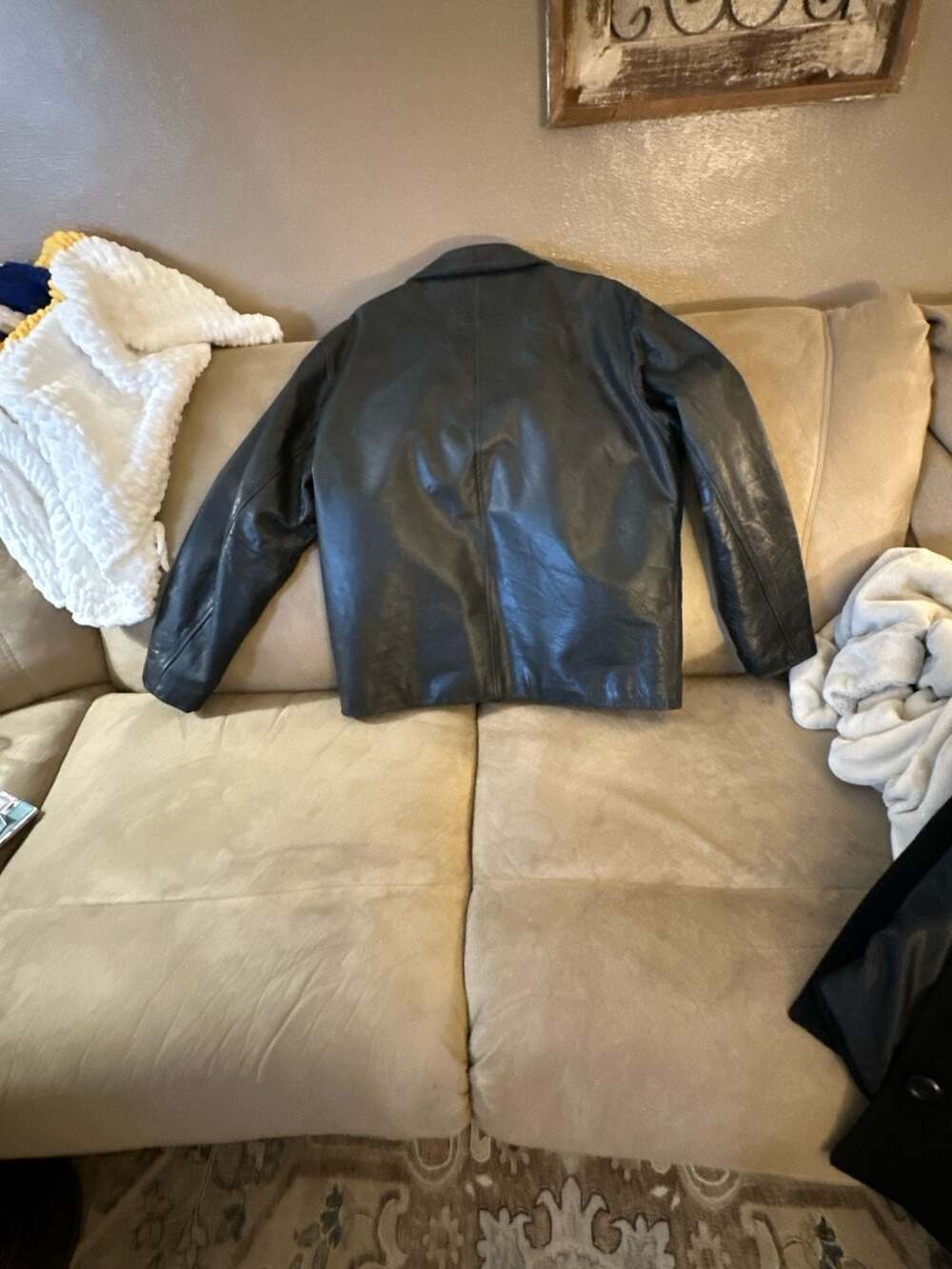 Vintage GAP Men's Genuine Leather Zip-Up Jacket Black size L